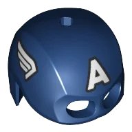 LEGO onderdeel Minifigure, Headgear Helmet Mask, Hole on Top with White Letter A and Wings on Sides Pattern (Captain America) (Undetermined Type) (49556pb01u)
