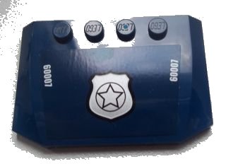 LEGO onderdeel Wedge 4 x 6 x 2/3 Triple Curved with Police Silver Star Badge and White '60007' Pattern (Sticker) - Set 60007 (52031pb058)