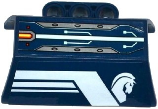 LEGO onderdeel Technic, Panel Engine Block Half / Side Intake with White Stripes, Horse Head and Circuitry Pattern Model Right Side (Stickers) - Set 70312 (61069pb008R)