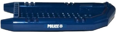 LEGO onderdeel Boat, Rubber Raft, Large with White 'POLICE' and Silver Police Badge Pattern on Both Sides (Stickers) - Set 60069 (62812pb07)