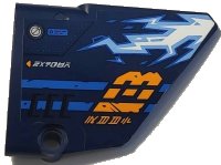 LEGO part Technic, Panel Fairing #14 Large Short Smooth, Side B with White and Medium Blue Lightning, Bright Light Orange Letter M, Ninjago Logogram 'DANGER' and 'DEEP' Pattern (Sticker) - Set 71752 64680pb035