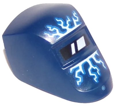 LEGO onderdeel Minifigure, Visor Welding with Lightning Blue and White Pattern (65195pb02)
