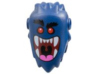 LEGO part Minifigure, Head, Modified, Bogeyman with Pin Holes with Black Bushy Eyebrows, Red Eyes, Dark Red Large Open Mouth with Dark Pink Tongue and White Teeth Pattern 6846pb01