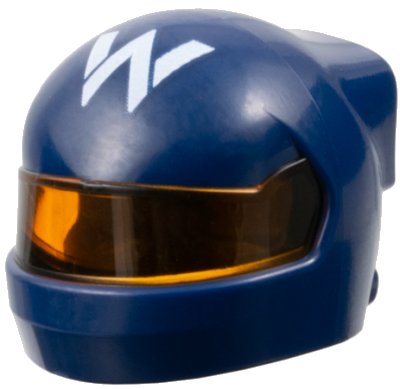 LEGO onderdeel Minifigure, Headgear Helmet Formula One with Molded Trans-Orange Visor and Printed Williams Logo Stylized White Capital Letter W Pattern (7071pb08)