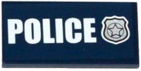 LEGO part Tile 2 x 4 with White 'POLICE' and Silver Police Badge Pattern (Sticker) - Set 60069 87079pb0219