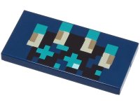 LEGO onderdeel Tile 2 x 4 with Pixelated Black, Dark Turquoise, Tan and Dark Tan Lines and Shapes Pattern (Minecraft Warden Chest) 87079pb1263