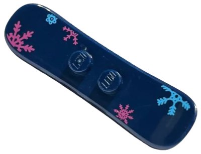 LEGO onderdeel Minifigure, Utensil Snowboard Small with Medium Blue and Dark Pink Snowflakes Pattern (93218pb01)
