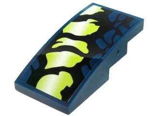 LEGO onderdeel Slope, Curved 4 x 2 with Yellowish Green and Black Scales Pattern Model Right Side (Sticker) - Set 70736 (93606pb045R)