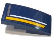 LEGO part Slope, Curved 4 x 2 with Vents and Orange and White StripeS Pattern Model Right Side (Sticker) - Set 60151 93606pb072R