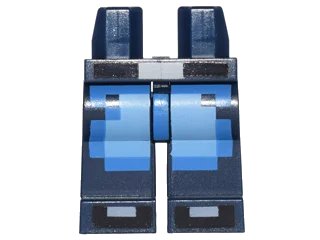 LEGO onderdeel Hips and Legs with Pixelated Blue and Medium Blue Jeans, Black Belt and Shoes Pattern (970c00pb0569)