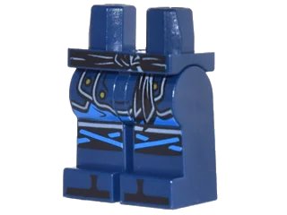 LEGO onderdeel Hips and Legs with Black Sash, Armor, Blue Knee Straps and Black Zoris Pattern (970c00pb0630)