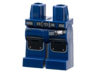 LEGO part Hips and Legs with Dark Bluish Gray Belt and Strap with Silver Buckles, Black Knee Pads Pattern 970c00pb0831