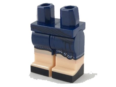 LEGO onderdeel Hips and Legs with Light Nougat Boots, Asymmetric Skirt with Silver Trim, Black Shoes Pattern (970c00pb0854)