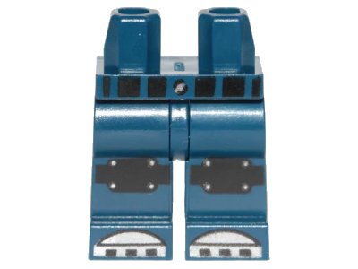 LEGO onderdeel Hips and Legs with Black Knee Pads with Belts and Silver Toe Plates Pattern (970c00pb0903)