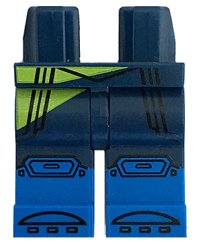 LEGO onderdeel Hips and Legs with Blue Boots, Knee Pads, Straps and Lime Stripe Pattern 970c00pb0920