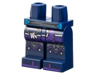 LEGO part Hips and Legs with Dark Bluish Gray Sash and Knee Pads, Dark Purple Hems and Toes, Silver and Dark Azure Trim Pattern 970c00pb1591
