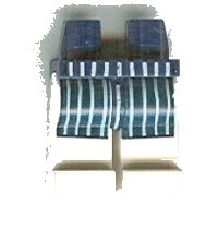 LEGO onderdeel Hips and White Legs with Dark Blue Apron with White Stripes Pattern 970c01pb05