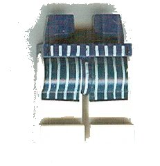 LEGO onderdeel Hips and White Legs with Dark Blue Apron with White Stripes Pattern (970c01pb05)