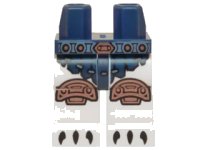 LEGO part Hips and White Legs with Dark Blue Loincloth, Belt, Copper Knee Pads and Black Claws Pattern 970c01pb36