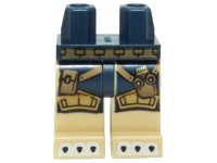 LEGO part Hips and Tan Legs with Blue Loincloth, Gold Knee Pads and Belt, Straps and Pouches and White Claws Pattern 970c02pb15