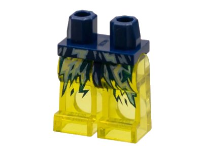 LEGO onderdeel Hips and Trans-Yellow Legs with Dark Blue, Bright Light Yellow and Metallic Light Blue Electricity and Lightning Bolts Pattern (970c19pb01)