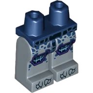 LEGO part Hips and Sand Blue Legs with Black and Dark Blue Rocks, Black Cracks, and Dark Purple Knee Pads with Electricity Pattern 970c55pb13