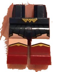 LEGO part Hips and Dark Red Legs with Gold Buckle, Dark Blue Skirt, Light Nougat Legs, Boots with Gold Trim Pattern 970c59pb06