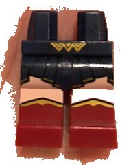 LEGO onderdeel Hips and Dark Red Legs with Gold Buckle, Dark Blue Skirt, Light Nougat Legs, Boots with Gold Trim Pattern (970c59pb06)