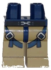 LEGO onderdeel Hips and Dark Tan Legs with Dark Blue Straps and Silver Buckles Pattern 970c69pb16