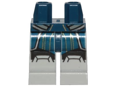 LEGO onderdeel Hips and Light Bluish Gray Legs with Dark Blue, Gold and Silver Jumpsuit Pattern (SW Ahsoka Tano) (970c86pb36)