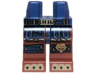 LEGO onderdeel Hips and Reddish Brown Legs with Dark Blue Loincloth, Belt, Gold Lion Knee Pad and Dark Tan Claws Pattern 970c88pb14