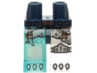 LEGO onderdeel Hips and 1 White Left Leg, 1 Trans-Light Blue Right Leg with Gray Armor and Knee Pad, Copper Pendants and White Claws Pattern 970d19pb02