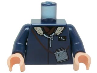 LEGO onderdeel Torso SW Jacket with Collar and Monocular Pattern (Han Solo) / Dark Blue Arms / Light Nougat Hands (973pb0305c02)