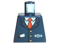 LEGO onderdeel Torso Train with Logo, Three Gold Buttons, Red Tie, Pencil & Paper in Pocket Pattern 973pb0320