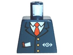 LEGO onderdeel Torso Train with Logo, Three Gold Buttons, Red Tie, Pencil & Paper in Pocket Pattern (973pb0320)