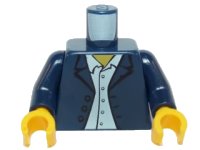 LEGO part Torso Town Blazer over White Button Down Shirt Pattern / Dark Blue Arms / Yellow Hands 973pb0333c01