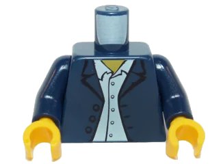 LEGO onderdeel Torso Town Blazer over White Button Down Shirt Pattern / Dark Blue Arms / Yellow Hands (973pb0333c01)