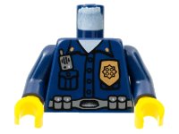 LEGO onderdeel Torso Police Highway Patrol, Shirt with Badge and Radio Pattern / Dark Blue Arms / Yellow Hands 973pb0354c01