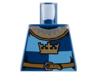 LEGO onderdeel Torso Castle Fantasy Era Gold Crown and Reddish Brown Belt with Silver Buckle on Medium Blue and Dark Blue Quarters Pattern 973pb0451