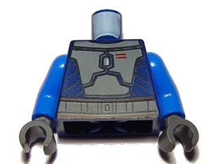 LEGO onderdeel Torso SW Mandalorian Armor Plates Dark Bluish Gray Pattern (Death Watch) / Blue Arms / Dark Bluish Gray Hands (973pb0758c01)
