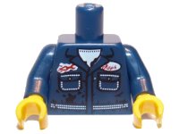 LEGO onderdeel Torso Mechanic with Pockets, Oil Stains, White Undershirt, and Raph Name Badge Pattern / Dark Blue Arms / Yellow Hands 973pb1025c01