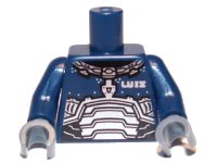 LEGO part Torso Space Armor with 'LUIZ' Pattern / Dark Blue Arms / Dark Bluish Gray Hands 973pb1093c01
