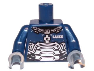 LEGO onderdeel Torso Space Armor with 'LUIZ' Pattern / Dark Blue Arms / Dark Bluish Gray Hands (973pb1093c01)