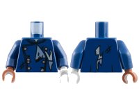LEGO part Torso Monster Fighters Jacket Double Breasted, Tattered with Buttons Pattern / Dark Blue Arms / Reddish Brown Hand Right / Light Bluish Gray Hand Left 973pb1185c01