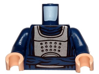 LEGO onderdeel Torso Armor Flat Silver with Waist Sash Pattern (SW Bib Fortuna) / Dark Blue Arms / Light Nougat Hands (973pb1223c01)