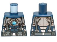 LEGO onderdeel Torso Bare Chest with Muscles, Suspenders, Belt and Silver Armor with Blue Round Jewel (Chi) Pattern 973pb1370