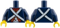 LEGO part Torso Soldier White Crossed Belts and Red Placket with Gold Buttons Pattern / Dark Blue Arms / Yellow Hands 973pb1404c01