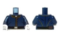 LEGO part Torso The Lone Ranger Cavalry Uniform, 5 Buttons, Belt Pattern / Dark Blue Arms / White Hands 973pb1431c01
