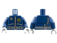 LEGO onderdeel Torso Police 3 Zippers, Minifigure Head Badge, Radio and Belt with Pockets Pattern / Dark Blue Arms / Light Bluish Gray Hands 973pb1569c01