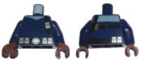 LEGO part Torso Spider-Man Black Shoulder Strap and Belt with Silver Pouches on Front and Back Pattern (Nick Fury) / Dark Blue Arms / Reddish Brown Hands 973pb1624c01